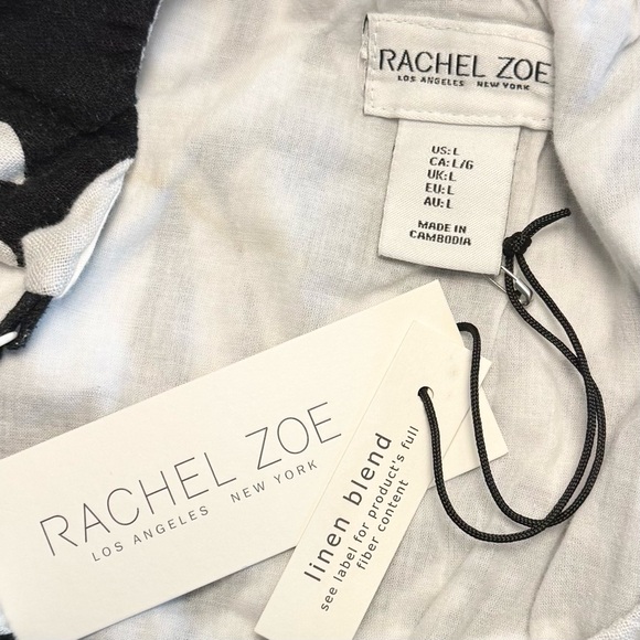 NWT Rachel Zoe Palm Print Linen Blend Wide Leg Jumpsuit Romper L - Picture 3 of 14